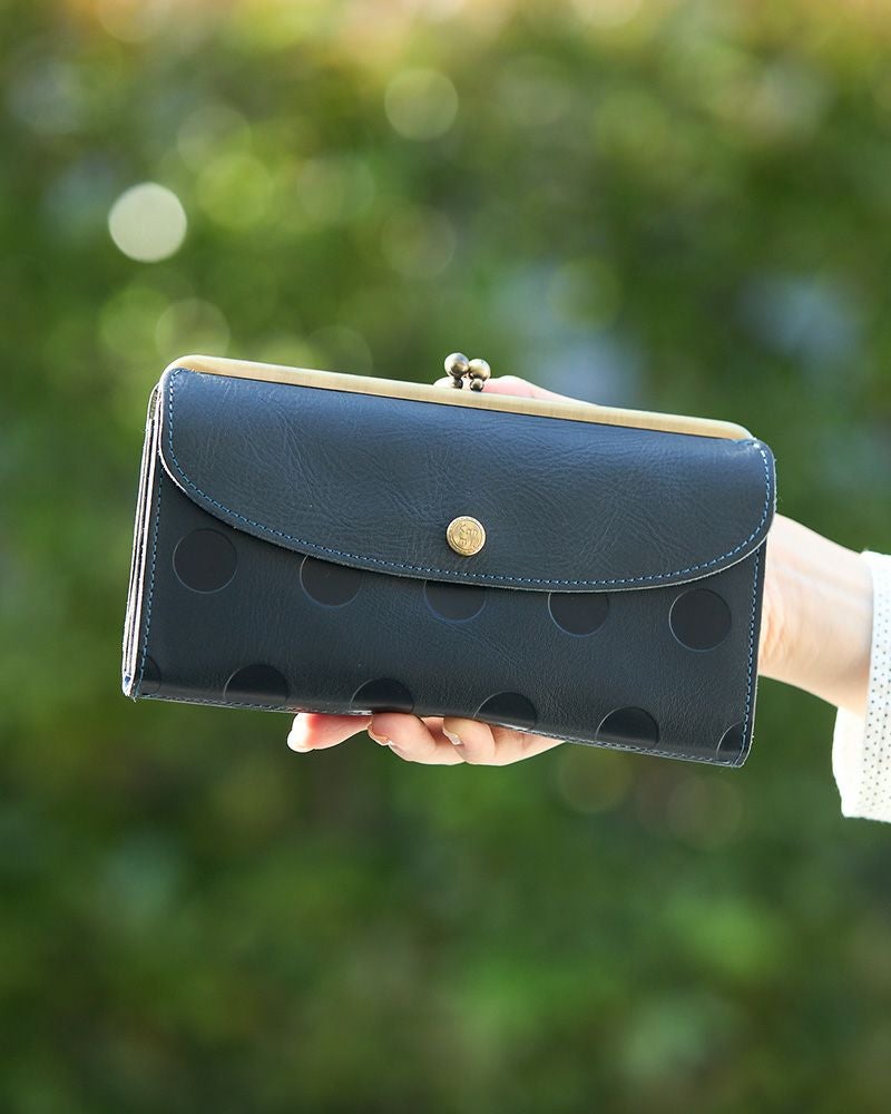 「キャンディルーフ ロングがま口ウォレット」ネイビー