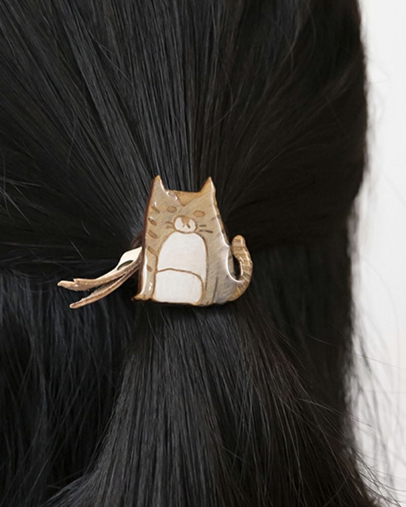 猫のかわいさそのまま「クリアウッド ねこno ヘアゴム」 | Kanmi
