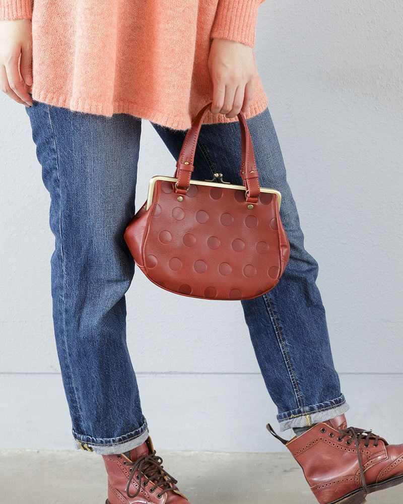 上品に決まる大人の水玉「キャンディ がま口 ミニ ボストンバッグ