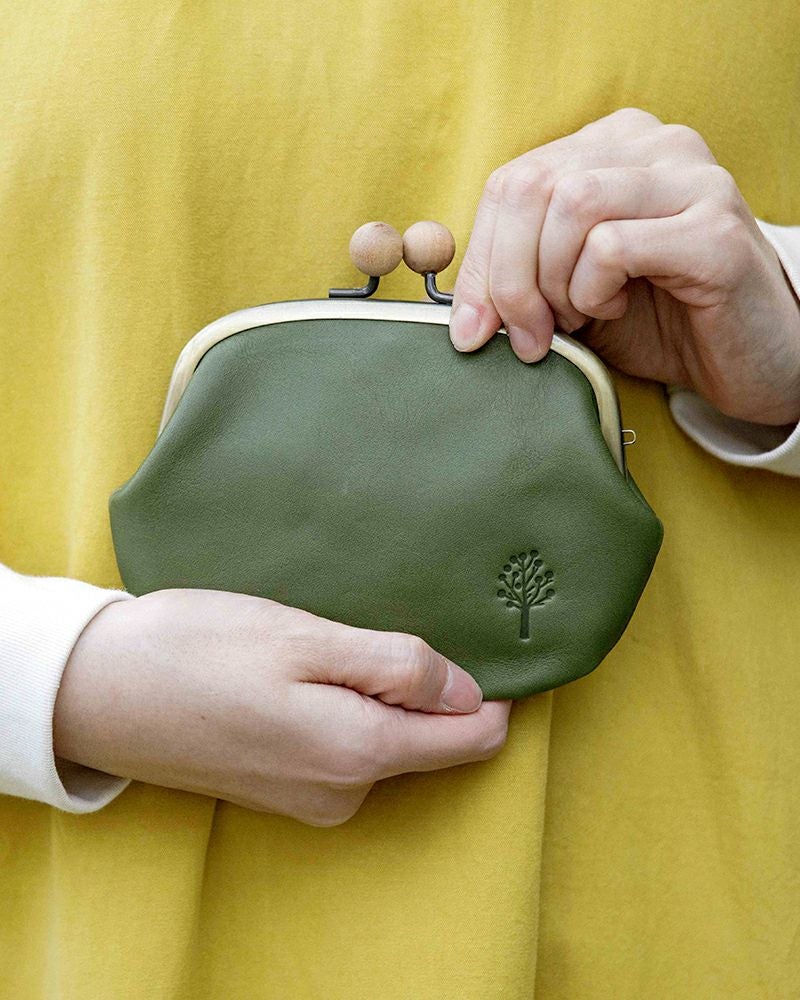 ドロップツリー木玉 親子がま口：グリーン