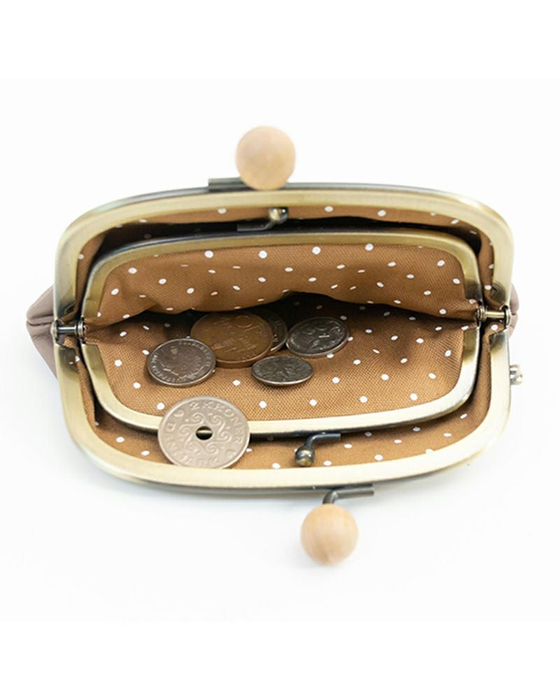 ドロップツリー木玉 親子がま口：モカグレー