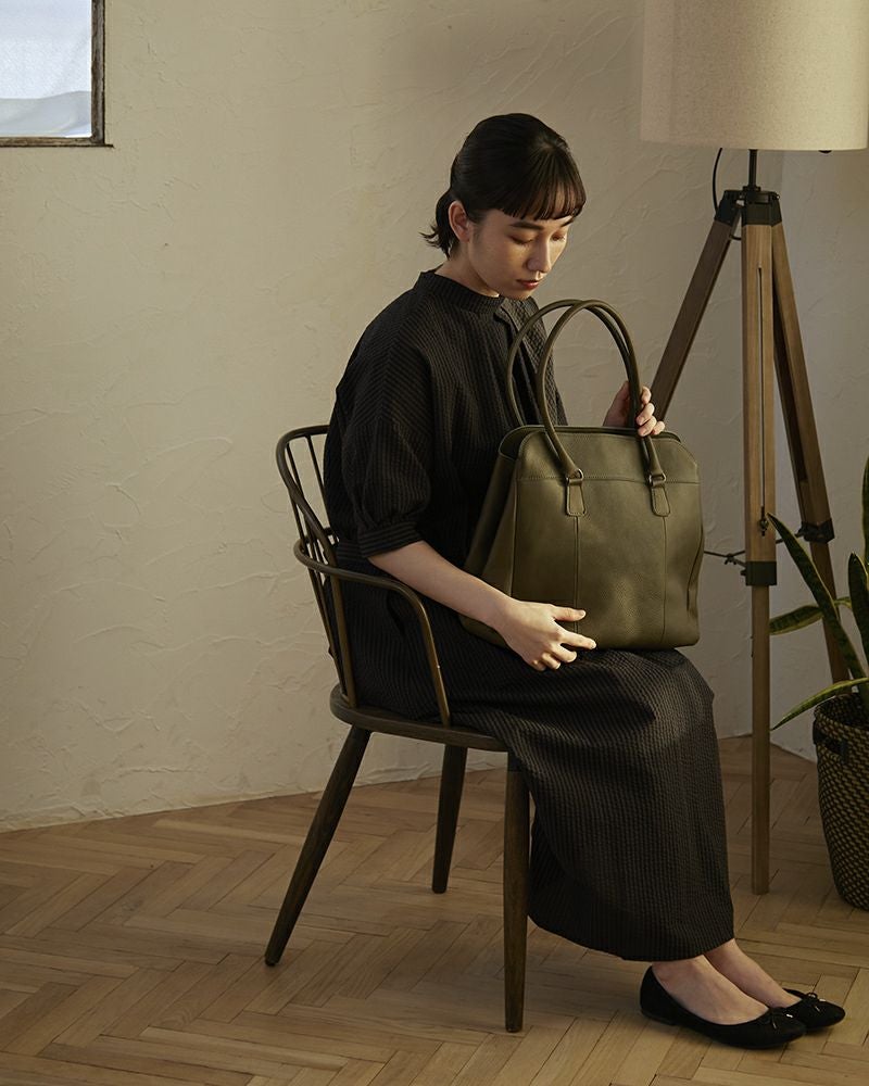 がま口トートの色：グリーン