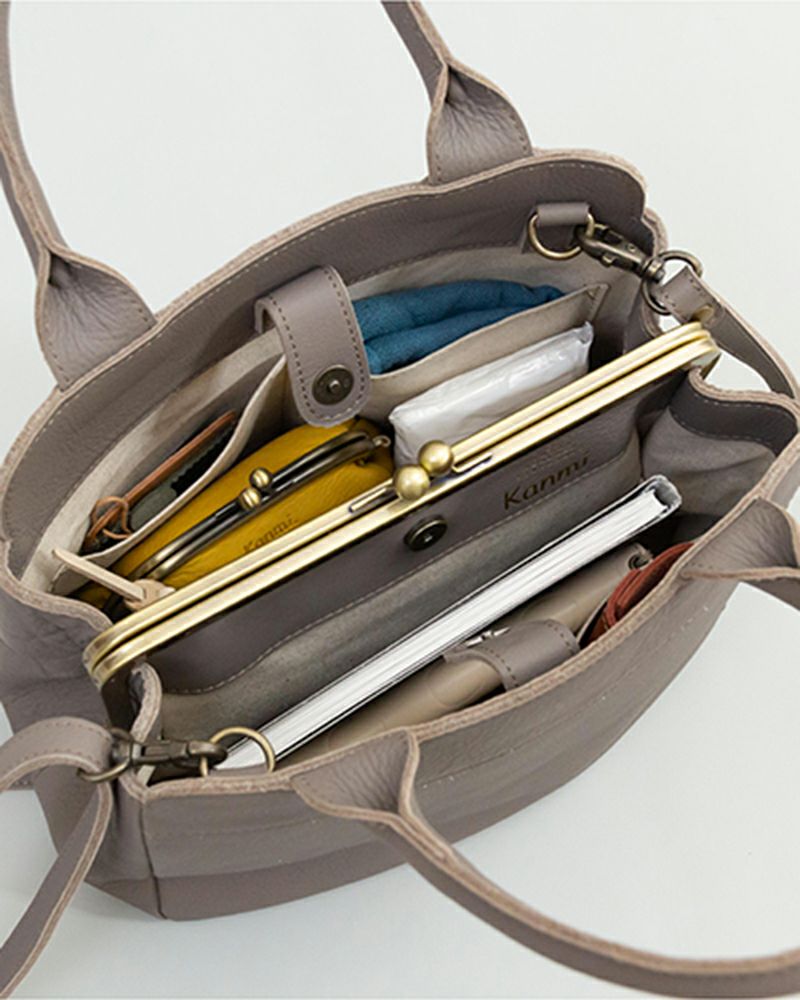 がま口ショルダーの色：ピュアグレー