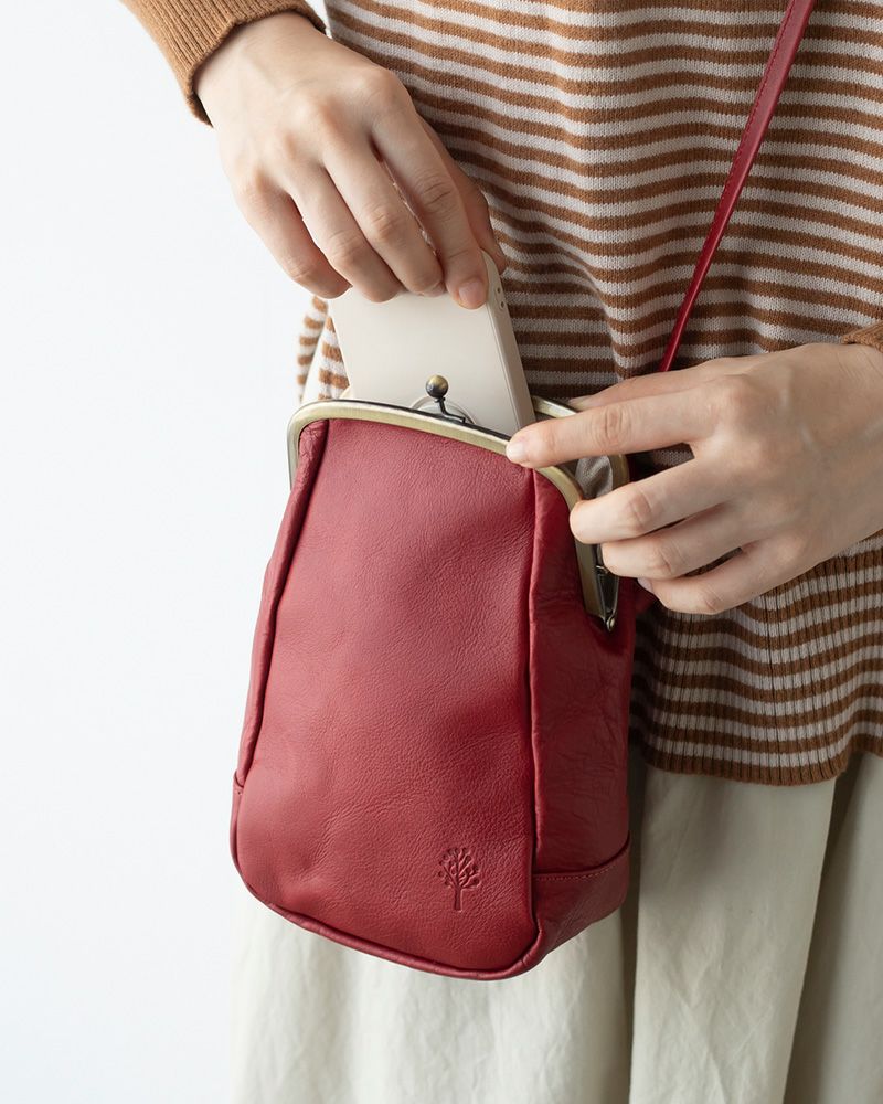 「ドロップツリー がま口 ワンポシェット」レッド