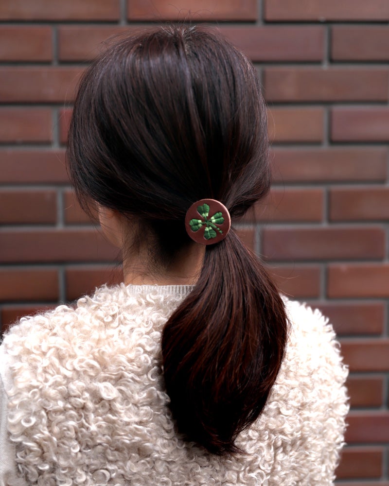 「sa i te ヘアゴム」クローバーダークブラウン