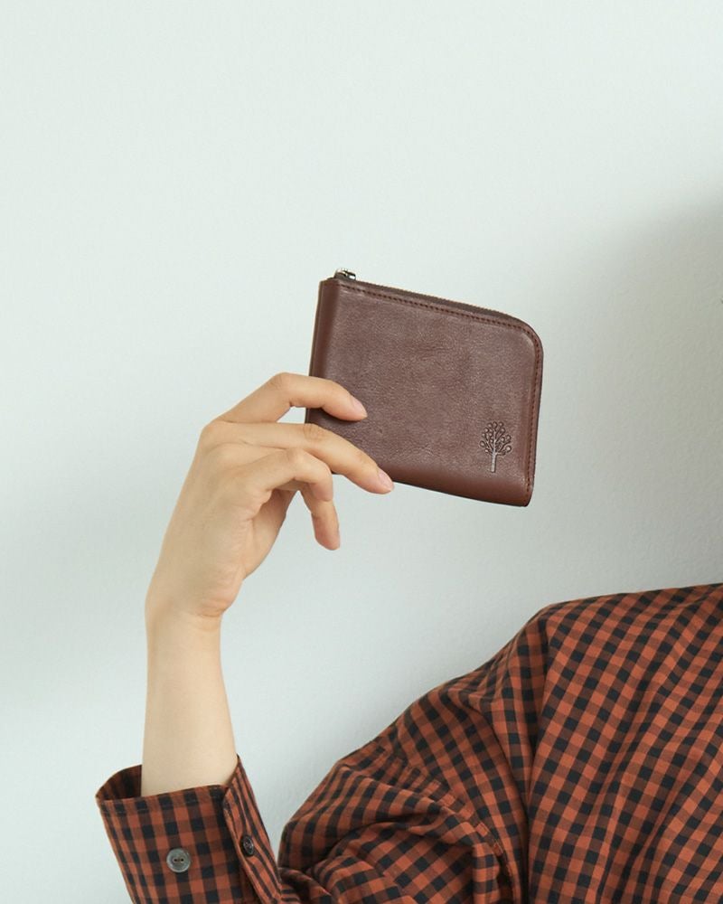 「ドロップツリー L型ショートウォレット」ダークブラウン