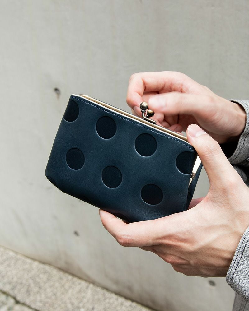 「キャンディ あおりがま口 (M)」ネイビー