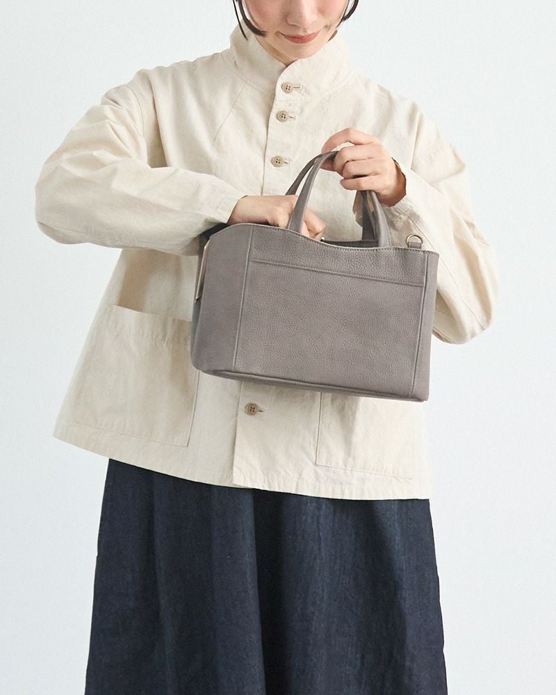 「ミルフィーユ がま口 2WAYショルダーバッグ」ピュアグレー