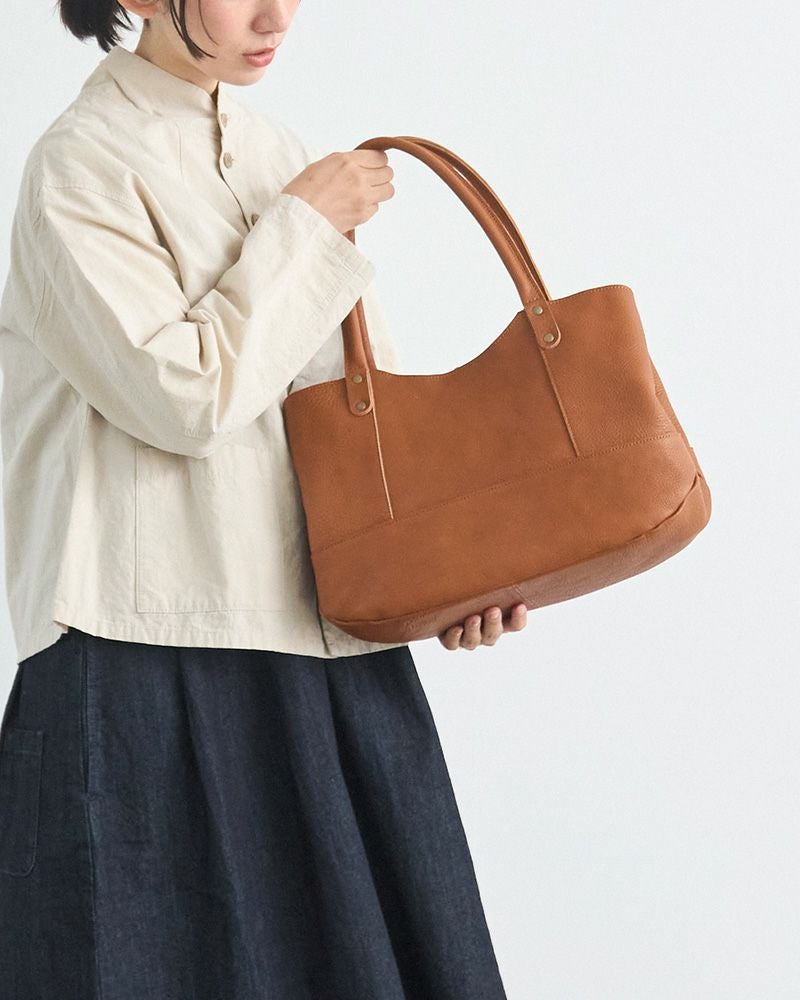 「ミルフィーユ がま口 トートバッグ」キャメル