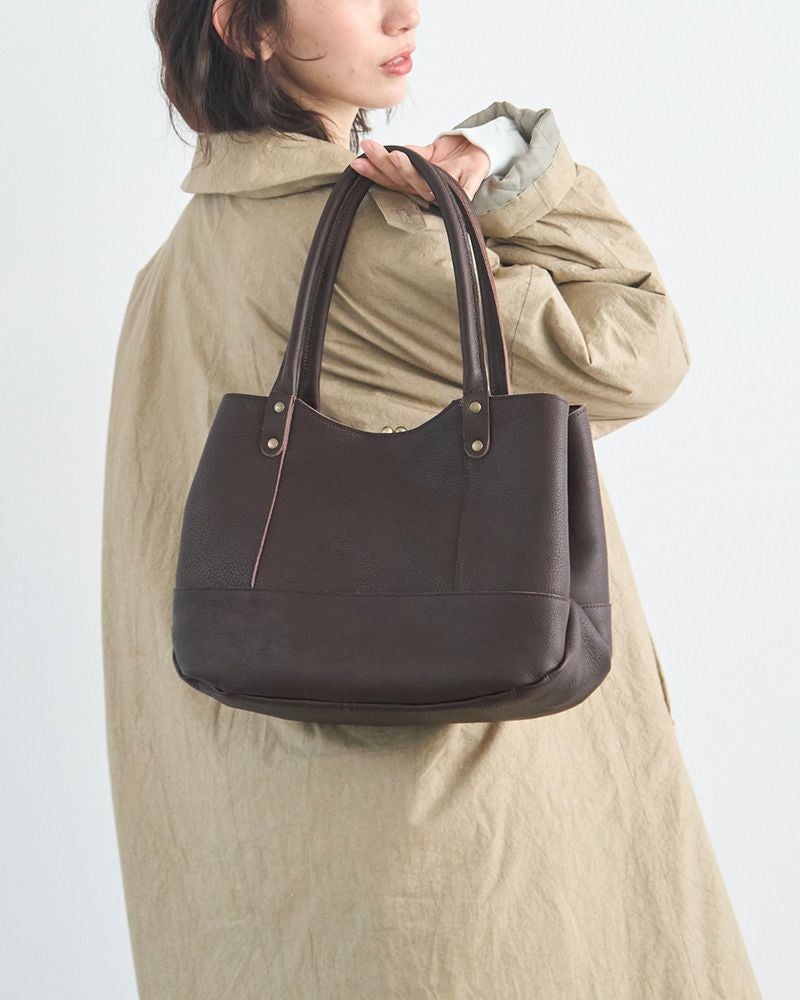 「ミルフィーユ がま口 トートバッグ」ダークブラウン