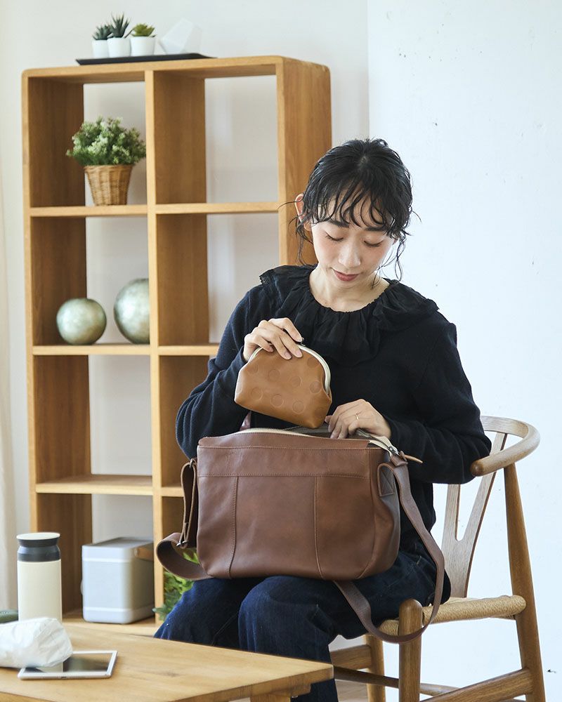 「All story pote ショルダーバッグ」ダークブラウン