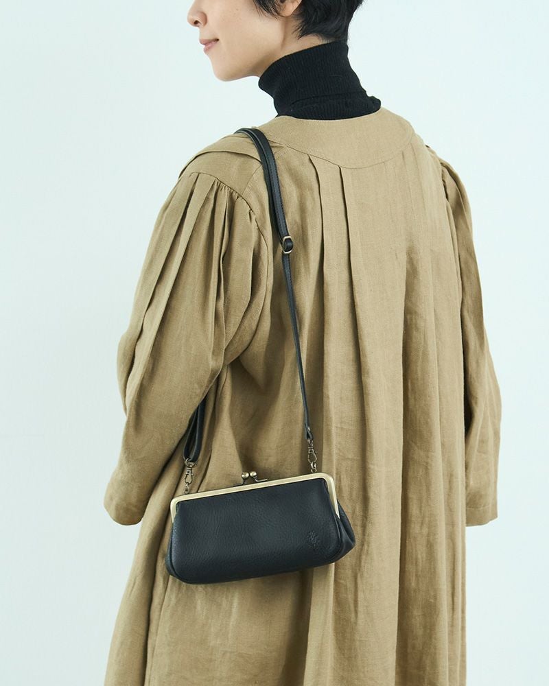 ドロップツリー がま口ウォレットポシェット：クロ