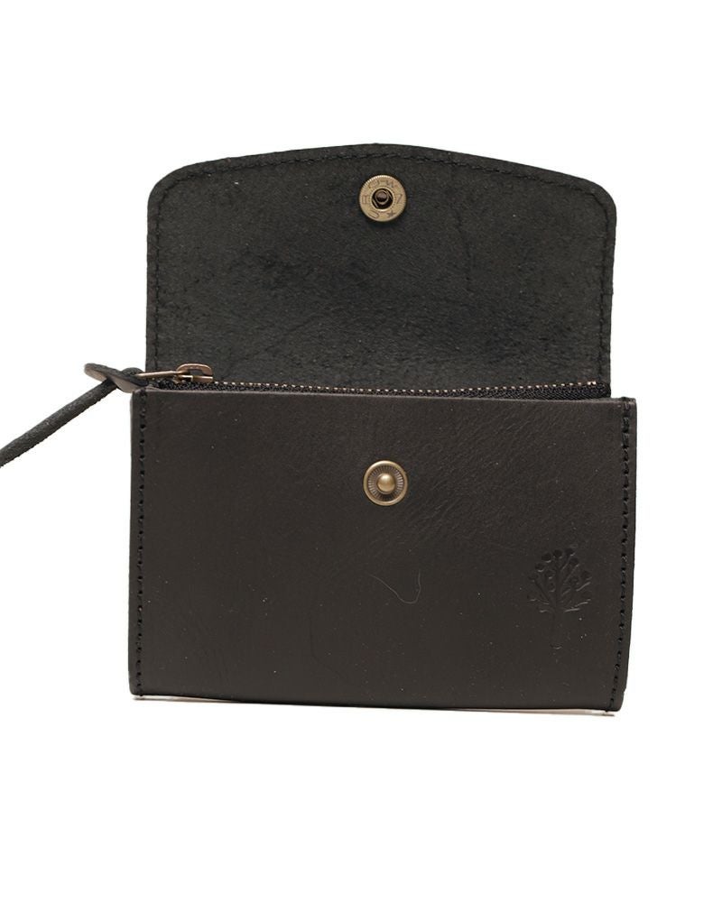 ホック開閉　ミニウォレットの色：ブラック