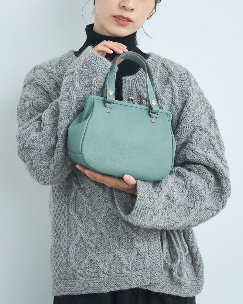 itsu mono がま口ミニボストンバッグ：キャットブルー