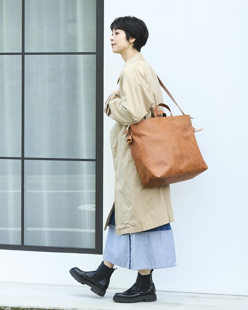 優しさが広がる特大サイズの「fuwari トートショルダーバッグ (L