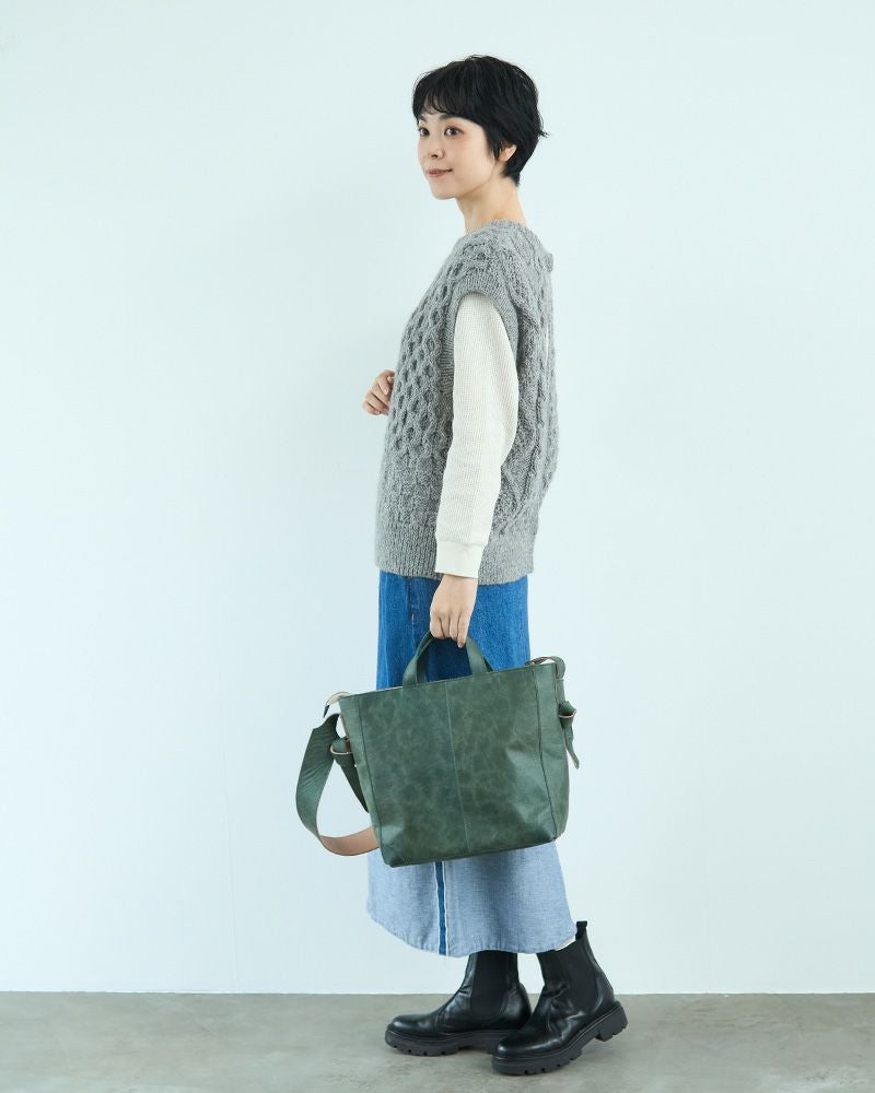 fuwariトートショルダーバッグ (M)　：グリーンブルー