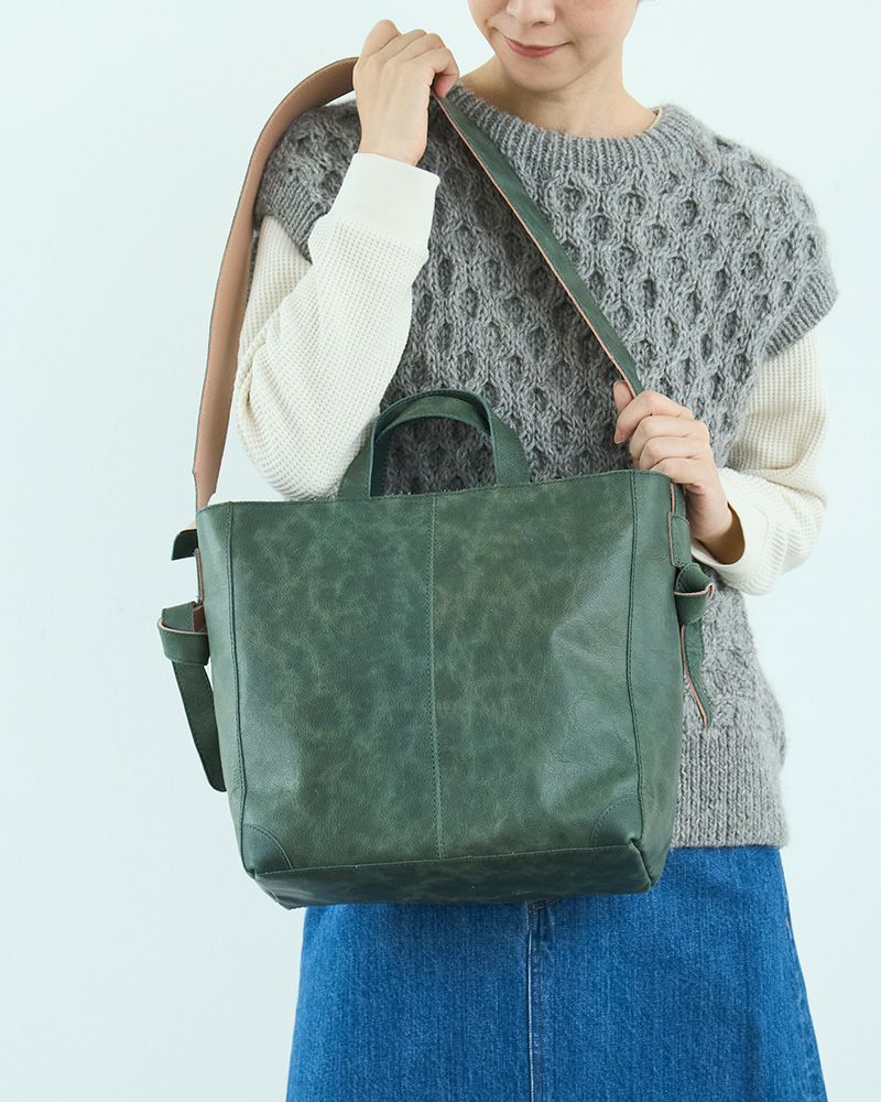 「fuwariトートショルダーバッグ (M)」 グリーンブルー