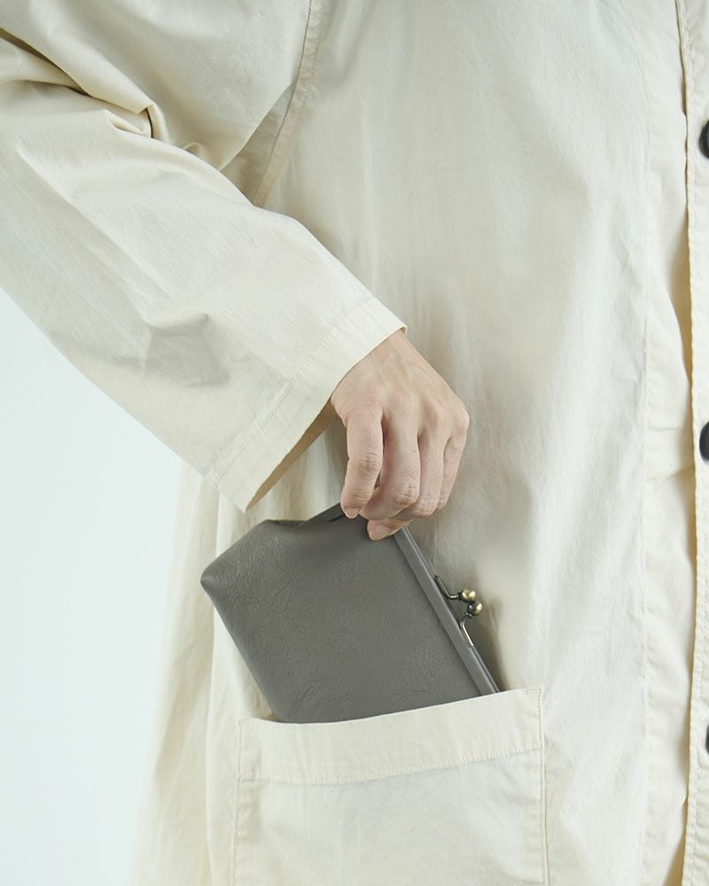 itsu mono がま口ポーチ(M)　ピュアグレー