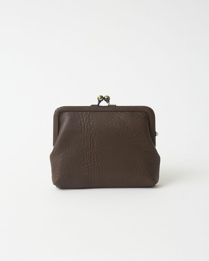 itsu mono スクエアがま口ポーチ(S) ダークブラウン