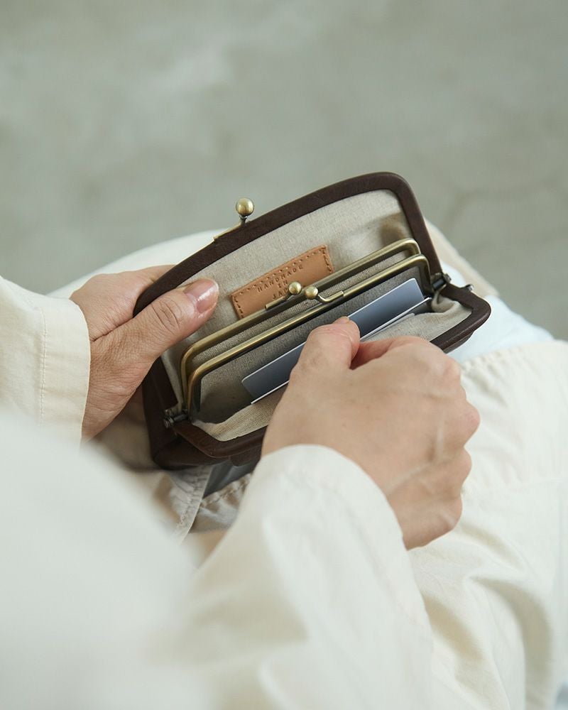 「itsu mono 親子がま口」ダークブラウン