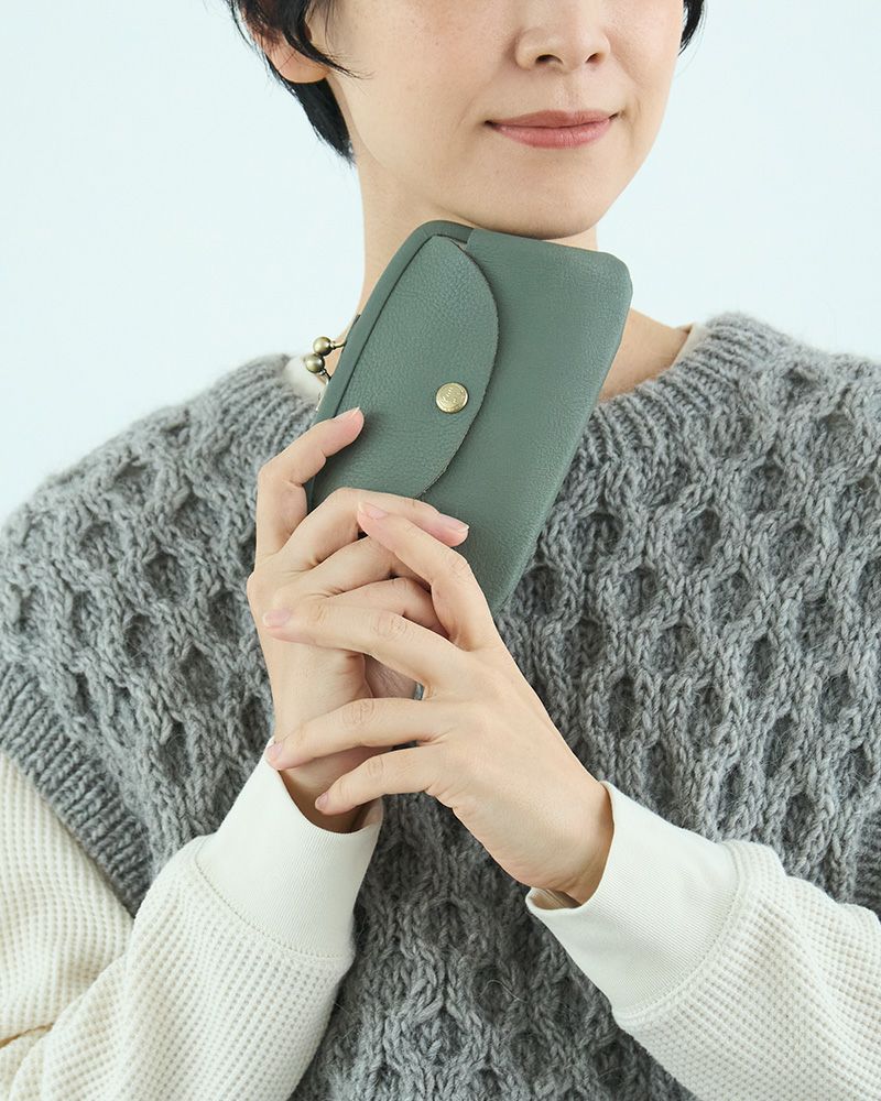 「itsu mono ルーフ親子がま口」キャットブルー