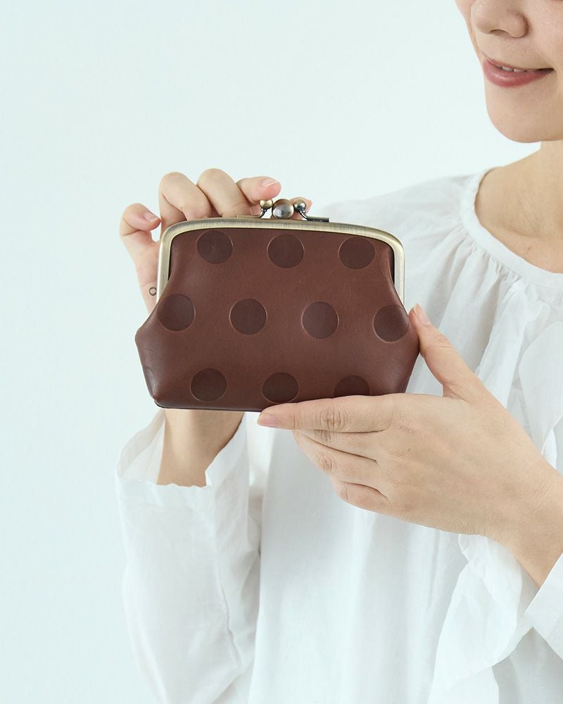 「キャンディ ふたごがま口ポーチウォレット」ダークブラウン