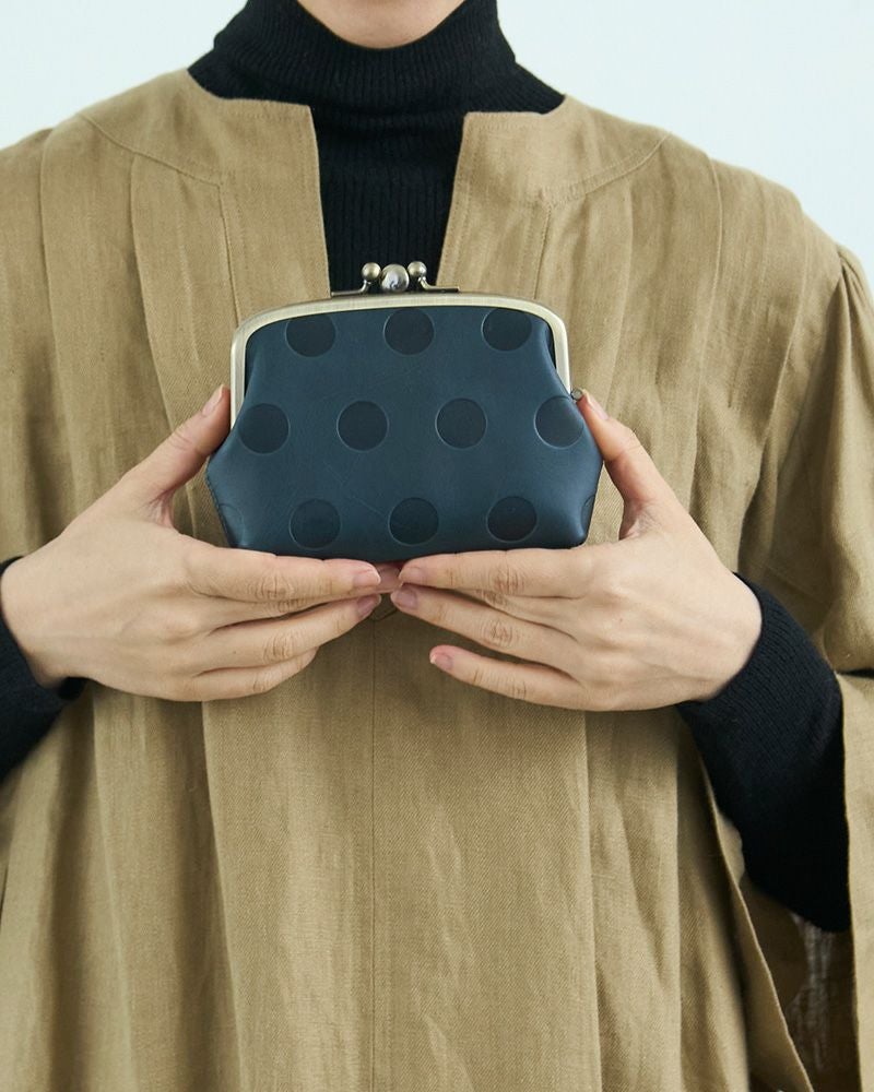 「キャンディ ふたごがま口ポーチウォレット」ネイビー