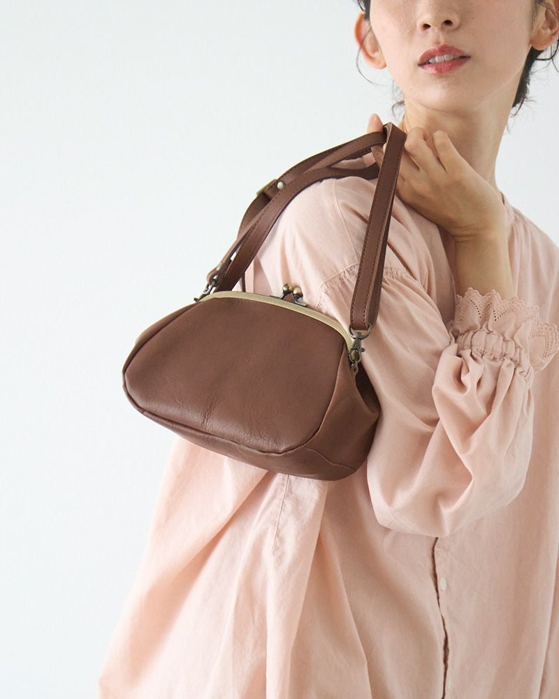 「All story がま口ポシェット」ダークブラウン